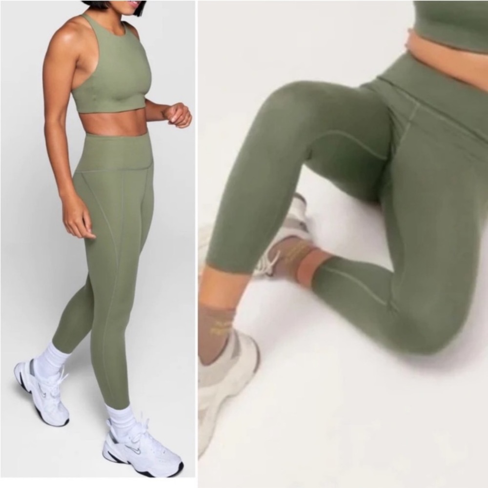 Girlfriend Collective High-Rise Pocket Legging in Thyme - olive Limited Color - Picture 7 of 11